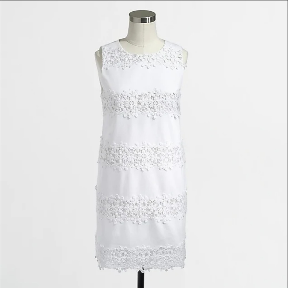 J. Crew Factory white shift dress with lace detail